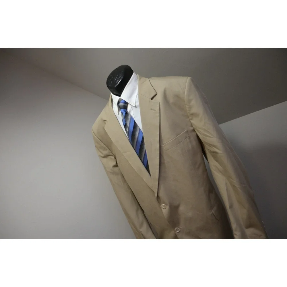 Jos. A. Bank 2 Piece Suit Mens 48XL 40x32 Tan Khaki Cotton Blend Two Button